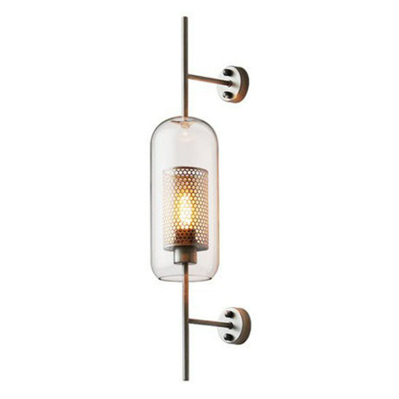 Metal Mesh Screen Wall Light Sconce Minimalist 1-Head Wall Mount Lamp with Clear Glass Shade Clearhalo 'Cast Iron' 'Glass' 'Industrial' 'Modern wall lights' 'Modern' 'Tiffany' 'Traditional wall lights' 'Wall Lamps & Sconces' 'Wall Lights' Lighting' 2254388