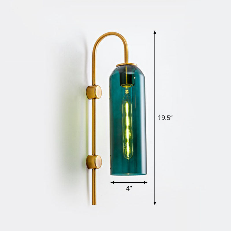 Elongated Dome Wall Sconce Light Post-Modern Glass 1-Light Corridor Wall Lamp with Gooseneck Arm Green Clearhalo 'Cast Iron' 'Glass' 'Industrial' 'Modern wall lights' 'Modern' 'Tiffany' 'Traditional wall lights' 'Wall Lamps & Sconces' 'Wall Lights' Lighting' 2254442