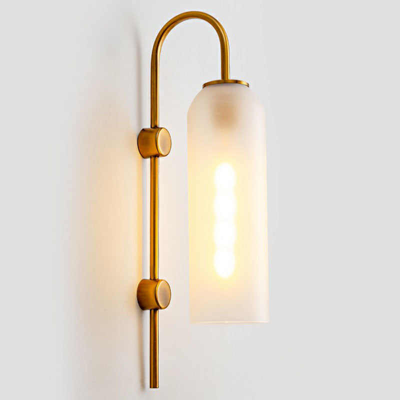 Elongated Dome Wall Sconce Light Post-Modern Glass 1-Light Corridor Wall Lamp with Gooseneck Arm Clearhalo 'Cast Iron' 'Glass' 'Industrial' 'Modern wall lights' 'Modern' 'Tiffany' 'Traditional wall lights' 'Wall Lamps & Sconces' 'Wall Lights' Lighting' 2254443