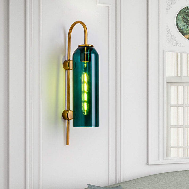Elongated Dome Wall Sconce Light Post-Modern Glass 1-Light Corridor Wall Lamp with Gooseneck Arm Clearhalo 'Cast Iron' 'Glass' 'Industrial' 'Modern wall lights' 'Modern' 'Tiffany' 'Traditional wall lights' 'Wall Lamps & Sconces' 'Wall Lights' Lighting' 2254445