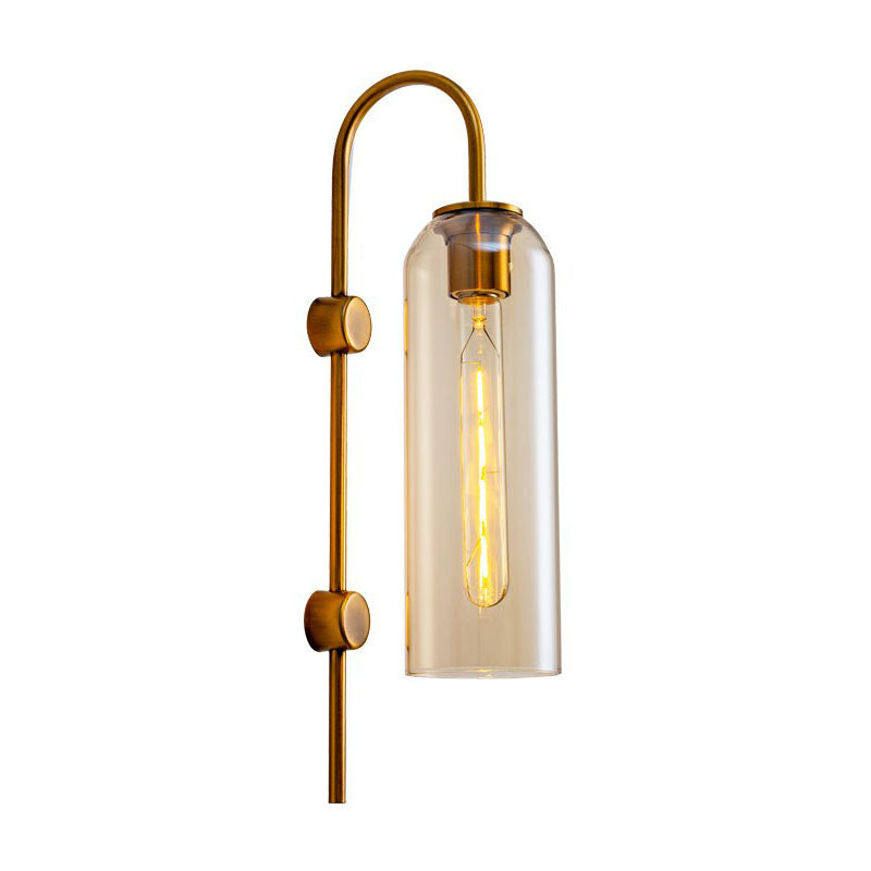 Elongated Dome Wall Sconce Light Post-Modern Glass 1-Light Corridor Wall Lamp with Gooseneck Arm Clearhalo 'Cast Iron' 'Glass' 'Industrial' 'Modern wall lights' 'Modern' 'Tiffany' 'Traditional wall lights' 'Wall Lamps & Sconces' 'Wall Lights' Lighting' 2254447