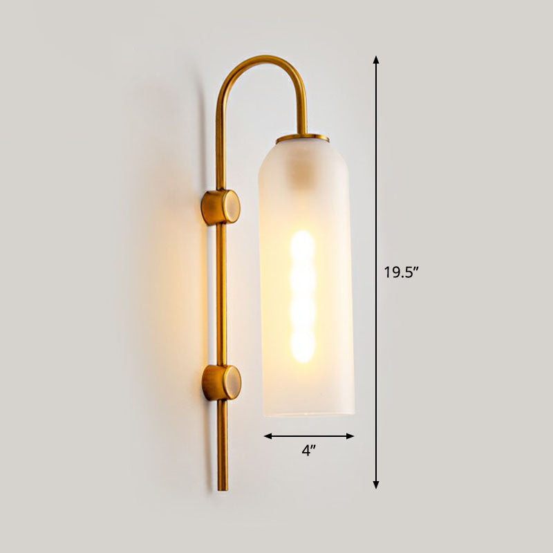 Elongated Dome Wall Sconce Light Post-Modern Glass 1-Light Corridor Wall Lamp with Gooseneck Arm White Clearhalo 'Cast Iron' 'Glass' 'Industrial' 'Modern wall lights' 'Modern' 'Tiffany' 'Traditional wall lights' 'Wall Lamps & Sconces' 'Wall Lights' Lighting' 2254448