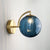 1-Bulb Bedside Wall Lighting Simple Gold Finish Sconce with Ball Rib Glass Shade Blue Clearhalo 'Cast Iron' 'Glass' 'Industrial' 'Modern wall lights' 'Modern' 'Tiffany' 'Traditional wall lights' 'Wall Lamps & Sconces' 'Wall Lights' Lighting' 2254479