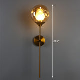 Nordic Ball Shaped Wall Light Glass 1-Bulb Entryway Sconce Lighting with Brass Pencil Arm Clearhalo 'Cast Iron' 'Glass' 'Industrial' 'Modern wall lights' 'Modern' 'Tiffany' 'Traditional wall lights' 'Wall Lamps & Sconces' 'Wall Lights' Lighting' 2254489