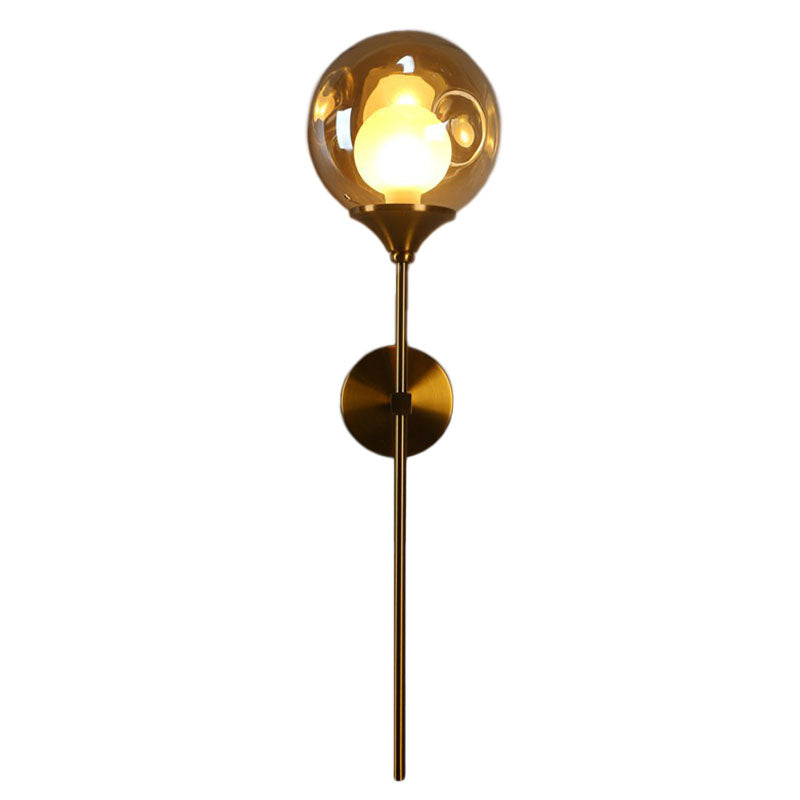 Nordic Ball Shaped Wall Light Glass 1-Bulb Entryway Sconce Lighting with Brass Pencil Arm Clearhalo 'Cast Iron' 'Glass' 'Industrial' 'Modern wall lights' 'Modern' 'Tiffany' 'Traditional wall lights' 'Wall Lamps & Sconces' 'Wall Lights' Lighting' 2254490