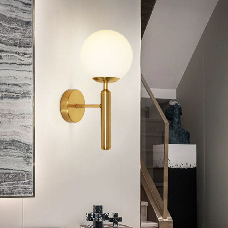 Glass Ball Mini Wall Light Kit Postmodern Single-Bulb Sconce Lighting Fixture for Bedroom Clearhalo 'Cast Iron' 'Glass' 'Industrial' 'Modern wall lights' 'Modern' 'Tiffany' 'Traditional wall lights' 'Wall Lamps & Sconces' 'Wall Lights' Lighting' 2254497