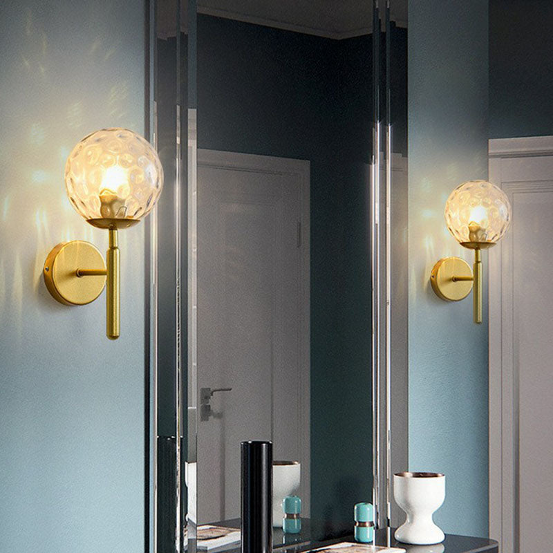Glass Ball Mini Wall Light Kit Postmodern Single-Bulb Sconce Lighting Fixture for Bedroom Clearhalo 'Cast Iron' 'Glass' 'Industrial' 'Modern wall lights' 'Modern' 'Tiffany' 'Traditional wall lights' 'Wall Lamps & Sconces' 'Wall Lights' Lighting' 2254499