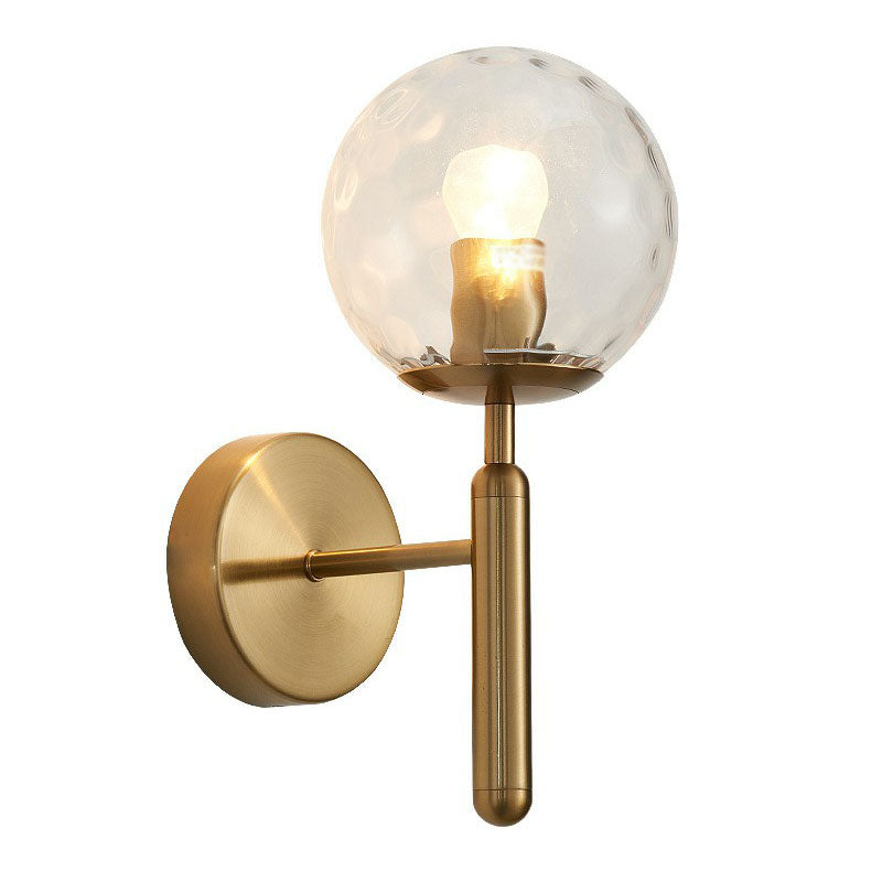 Glass Ball Mini Wall Light Kit Postmodern Single-Bulb Sconce Lighting Fixture for Bedroom Clearhalo 'Cast Iron' 'Glass' 'Industrial' 'Modern wall lights' 'Modern' 'Tiffany' 'Traditional wall lights' 'Wall Lamps & Sconces' 'Wall Lights' Lighting' 2254500