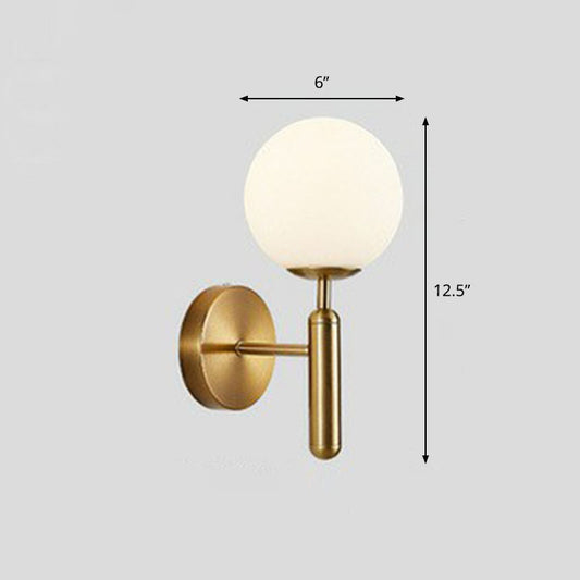 Glass Ball Mini Wall Light Kit Postmodern Single-Bulb Sconce Lighting Fixture for Bedroom Gold White Clearhalo 'Cast Iron' 'Glass' 'Industrial' 'Modern wall lights' 'Modern' 'Tiffany' 'Traditional wall lights' 'Wall Lamps & Sconces' 'Wall Lights' Lighting' 2254501