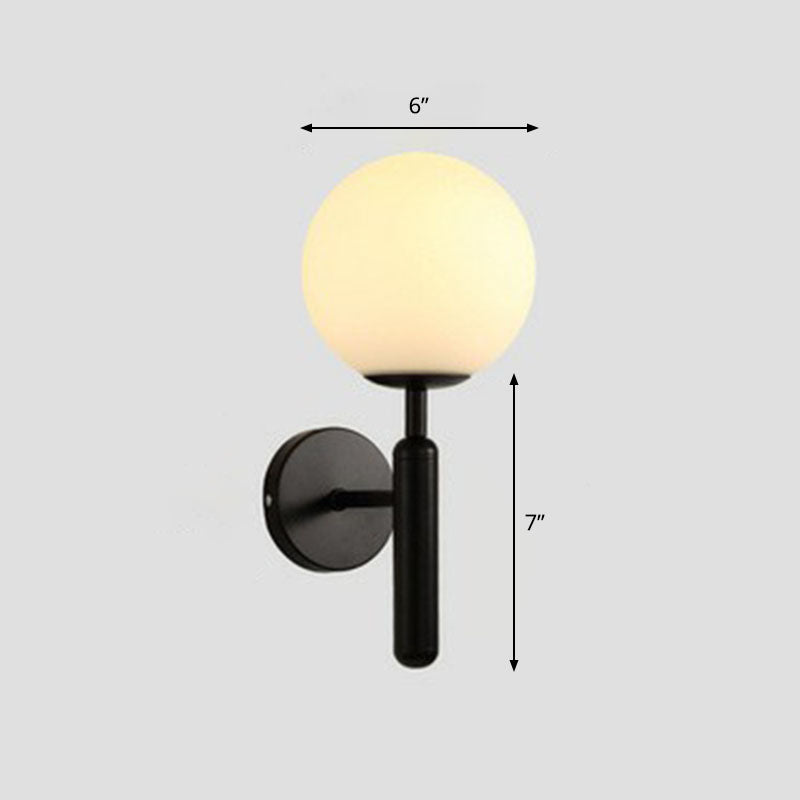 Glass Ball Mini Wall Light Kit Postmodern Single-Bulb Sconce Lighting Fixture for Bedroom Black White Clearhalo 'Cast Iron' 'Glass' 'Industrial' 'Modern wall lights' 'Modern' 'Tiffany' 'Traditional wall lights' 'Wall Lamps & Sconces' 'Wall Lights' Lighting' 2254502