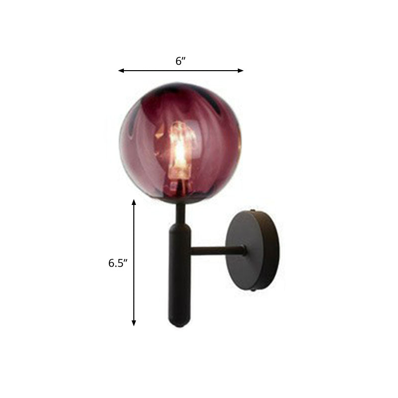 Glass Ball Mini Wall Light Kit Postmodern Single-Bulb Sconce Lighting Fixture for Bedroom Black Red Clearhalo 'Cast Iron' 'Glass' 'Industrial' 'Modern wall lights' 'Modern' 'Tiffany' 'Traditional wall lights' 'Wall Lamps & Sconces' 'Wall Lights' Lighting' 2254503