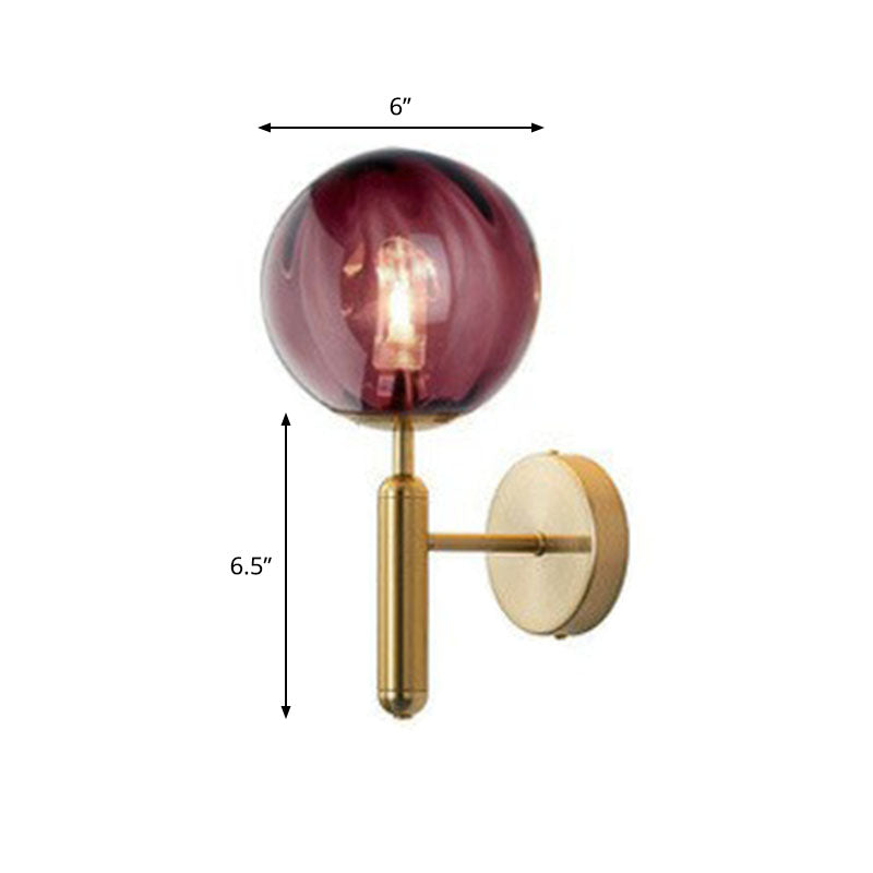 Glass Ball Mini Wall Light Kit Postmodern Single-Bulb Sconce Lighting Fixture for Bedroom Gold Red Clearhalo 'Cast Iron' 'Glass' 'Industrial' 'Modern wall lights' 'Modern' 'Tiffany' 'Traditional wall lights' 'Wall Lamps & Sconces' 'Wall Lights' Lighting' 2254504