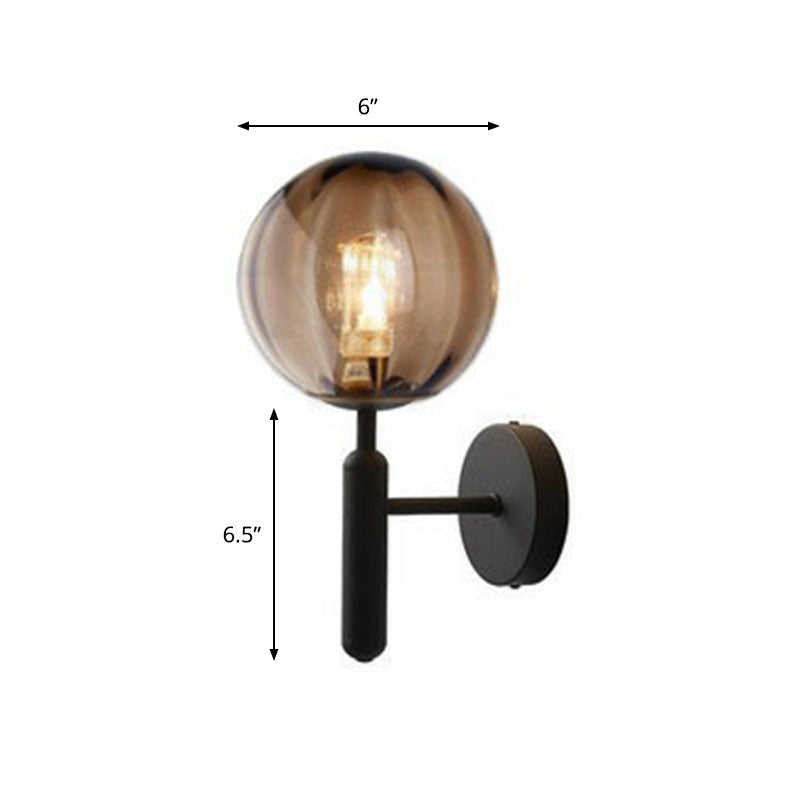Glass Ball Mini Wall Light Kit Postmodern Single-Bulb Sconce Lighting Fixture for Bedroom Black Amber Clearhalo 'Cast Iron' 'Glass' 'Industrial' 'Modern wall lights' 'Modern' 'Tiffany' 'Traditional wall lights' 'Wall Lamps & Sconces' 'Wall Lights' Lighting' 2254505