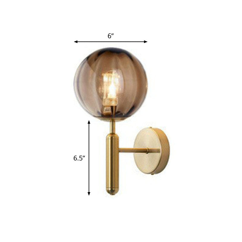 Glass Ball Mini Wall Light Kit Postmodern Single-Bulb Sconce Lighting Fixture for Bedroom Gold Amber Clearhalo 'Cast Iron' 'Glass' 'Industrial' 'Modern wall lights' 'Modern' 'Tiffany' 'Traditional wall lights' 'Wall Lamps & Sconces' 'Wall Lights' Lighting' 2254506