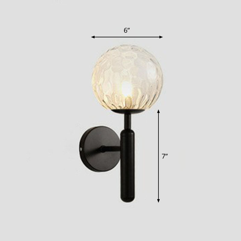 Glass Ball Mini Wall Light Kit Postmodern Single-Bulb Sconce Lighting Fixture for Bedroom Black Clear Clearhalo 'Cast Iron' 'Glass' 'Industrial' 'Modern wall lights' 'Modern' 'Tiffany' 'Traditional wall lights' 'Wall Lamps & Sconces' 'Wall Lights' Lighting' 2254508
