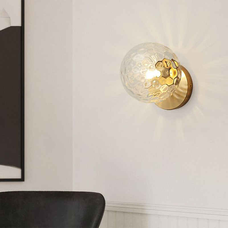 Postmodern Style Ball Wall Sconce Lamp Glass 1 Head Stairway Wall Lighting in Gold Clearhalo 'Cast Iron' 'Glass' 'Industrial' 'Modern wall lights' 'Modern' 'Tiffany' 'Traditional wall lights' 'Wall Lamps & Sconces' 'Wall Lights' Lighting' 2254511