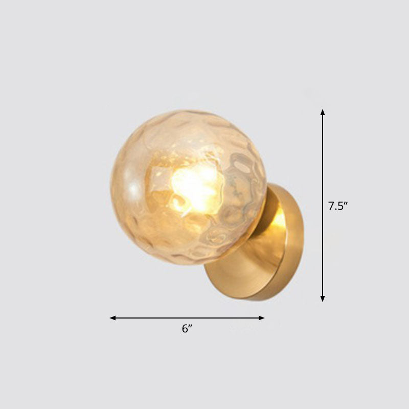 Postmodern Style Ball Wall Sconce Lamp Glass 1 Head Stairway Wall Lighting in Gold Gold Amber A Clearhalo 'Cast Iron' 'Glass' 'Industrial' 'Modern wall lights' 'Modern' 'Tiffany' 'Traditional wall lights' 'Wall Lamps & Sconces' 'Wall Lights' Lighting' 2254512