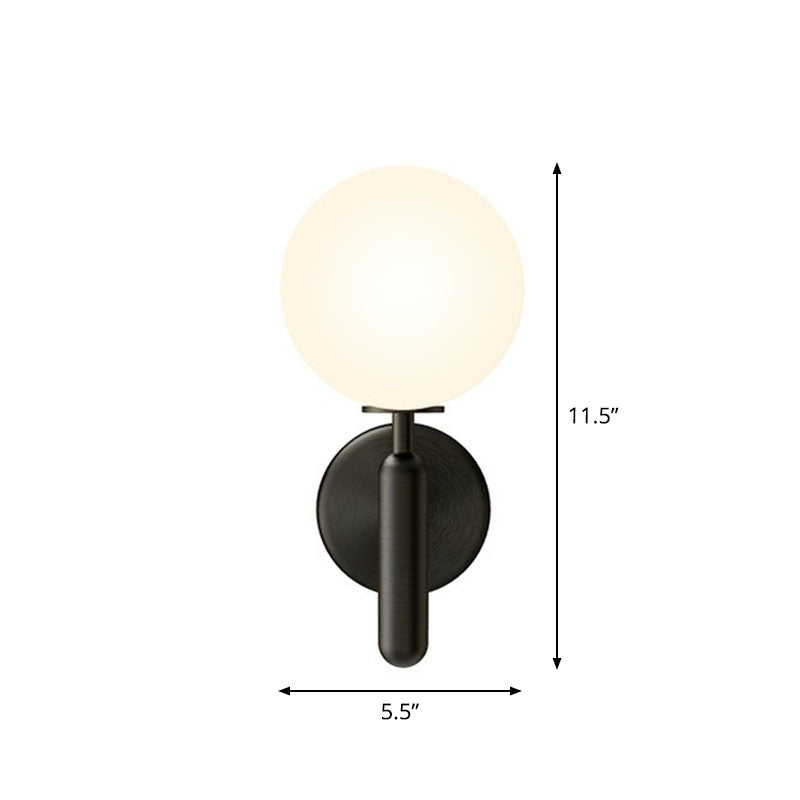 Ball Wall Sconce Light Fixture Simplicity Glass 1-Light Stairs Wall Mount Lighting Black White Clearhalo 'Cast Iron' 'Glass' 'Industrial' 'Modern wall lights' 'Modern' 'Tiffany' 'Traditional wall lights' 'Wall Lamps & Sconces' 'Wall Lights' Lighting' 2254531