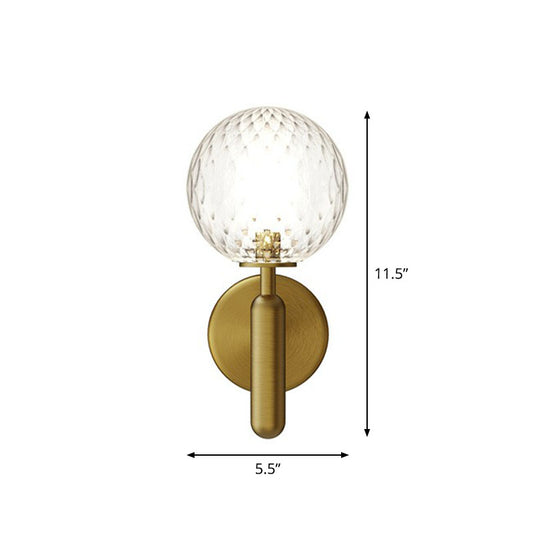 Ball Wall Sconce Light Fixture Simplicity Glass 1-Light Stairs Wall Mount Lighting Gold Clear Clearhalo 'Cast Iron' 'Glass' 'Industrial' 'Modern wall lights' 'Modern' 'Tiffany' 'Traditional wall lights' 'Wall Lamps & Sconces' 'Wall Lights' Lighting' 2254532