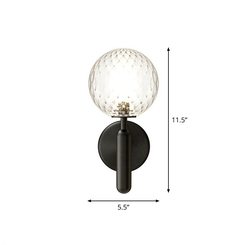 Ball Wall Sconce Light Fixture Simplicity Glass 1-Light Stairs Wall Mount Lighting Black Clear Clearhalo 'Cast Iron' 'Glass' 'Industrial' 'Modern wall lights' 'Modern' 'Tiffany' 'Traditional wall lights' 'Wall Lamps & Sconces' 'Wall Lights' Lighting' 2254534