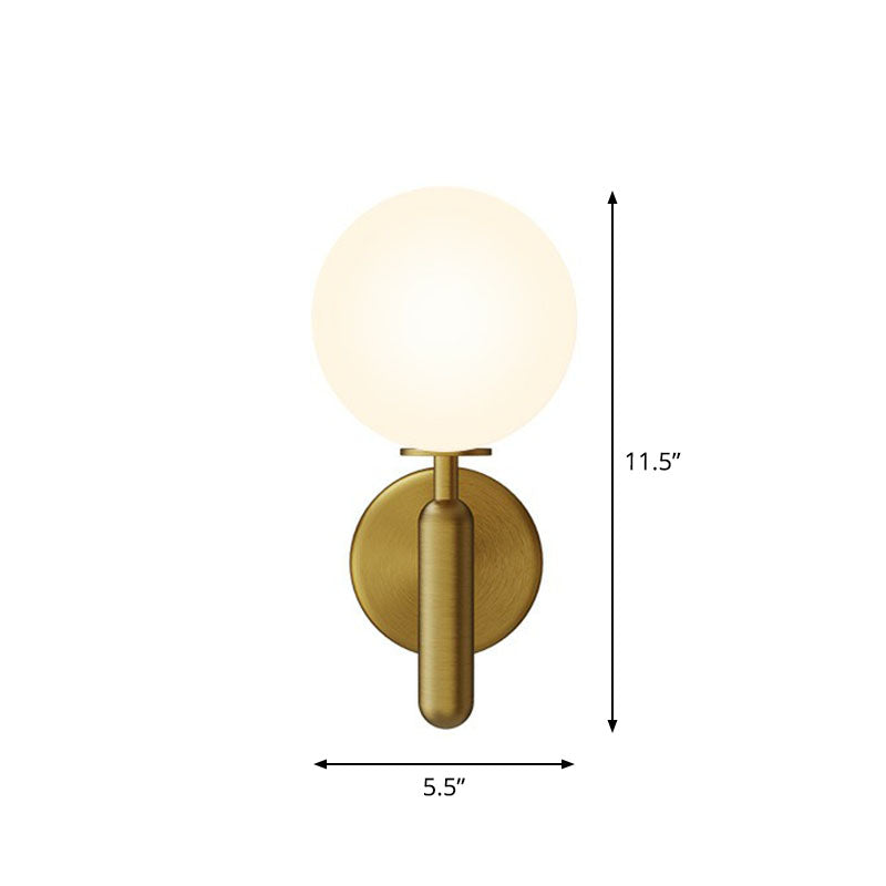 Ball Wall Sconce Light Fixture Simplicity Glass 1-Light Stairs Wall Mount Lighting Gold White Clearhalo 'Cast Iron' 'Glass' 'Industrial' 'Modern wall lights' 'Modern' 'Tiffany' 'Traditional wall lights' 'Wall Lamps & Sconces' 'Wall Lights' Lighting' 2254536