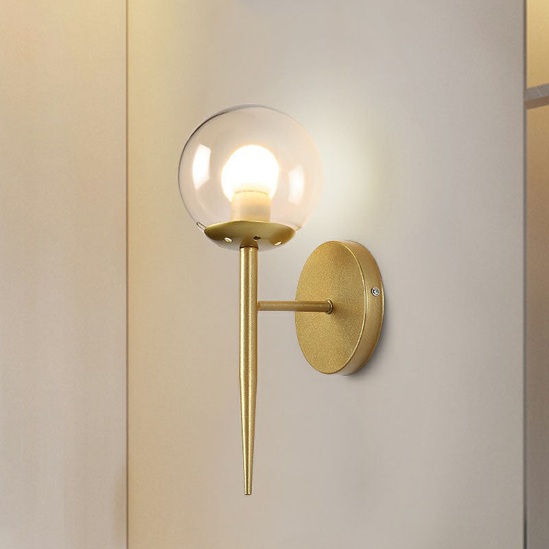 Torch Design Wall Sconce Minimalist Clear Ball Glass Single Corridor Wall Light Fixture Clearhalo 'Cast Iron' 'Glass' 'Industrial' 'Modern wall lights' 'Modern' 'Tiffany' 'Traditional wall lights' 'Wall Lamps & Sconces' 'Wall Lights' Lighting' 2254556