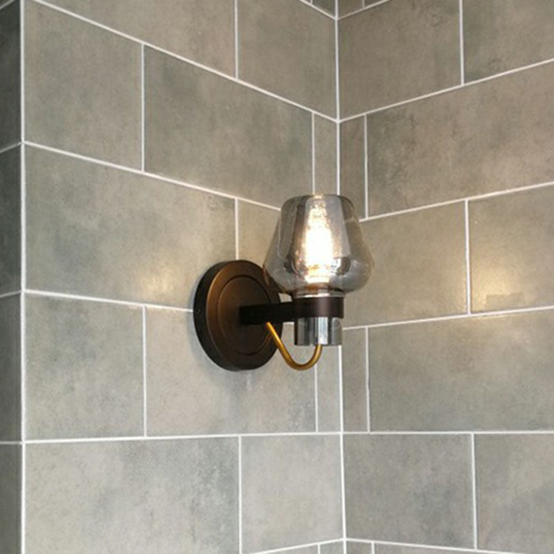 Conical Porch Wall Mount Lighting Glass 1-Light Post-Modern Wall Mount Light Fixture Clearhalo 'Cast Iron' 'Glass' 'Industrial' 'Modern wall lights' 'Modern' 'Tiffany' 'Traditional wall lights' 'Wall Lamps & Sconces' 'Wall Lights' Lighting' 2254566