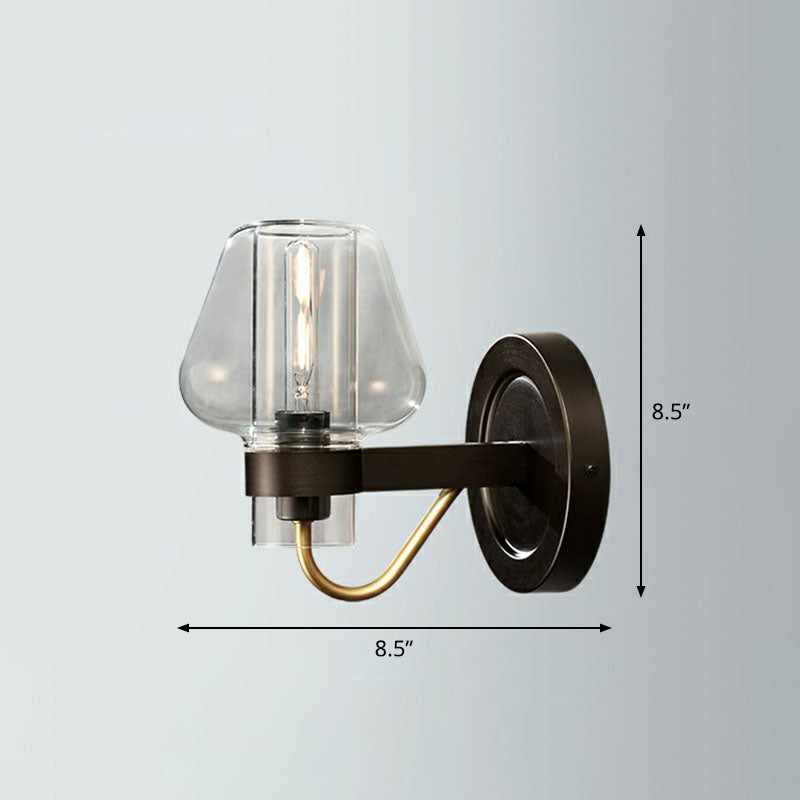 Conical Porch Wall Mount Lighting Glass 1-Light Post-Modern Wall Mount Light Fixture 1.0 Clear Clearhalo 'Cast Iron' 'Glass' 'Industrial' 'Modern wall lights' 'Modern' 'Tiffany' 'Traditional wall lights' 'Wall Lamps & Sconces' 'Wall Lights' Lighting' 2254567