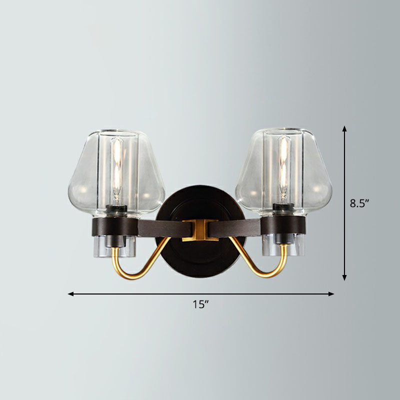 Conical Porch Wall Mount Lighting Glass 1-Light Post-Modern Wall Mount Light Fixture 2.0 Clear Clearhalo 'Cast Iron' 'Glass' 'Industrial' 'Modern wall lights' 'Modern' 'Tiffany' 'Traditional wall lights' 'Wall Lamps & Sconces' 'Wall Lights' Lighting' 2254569
