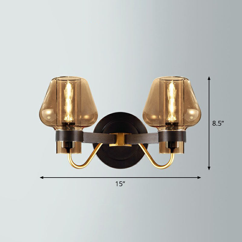 Conical Porch Wall Mount Lighting Glass 1-Light Post-Modern Wall Mount Light Fixture 2.0 Amber Clearhalo 'Cast Iron' 'Glass' 'Industrial' 'Modern wall lights' 'Modern' 'Tiffany' 'Traditional wall lights' 'Wall Lamps & Sconces' 'Wall Lights' Lighting' 2254573