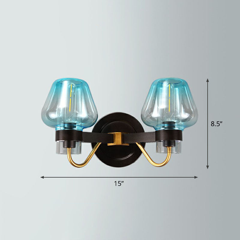 Conical Porch Wall Mount Lighting Glass 1-Light Post-Modern Wall Mount Light Fixture 2.0 Blue Clearhalo 'Cast Iron' 'Glass' 'Industrial' 'Modern wall lights' 'Modern' 'Tiffany' 'Traditional wall lights' 'Wall Lamps & Sconces' 'Wall Lights' Lighting' 2254575
