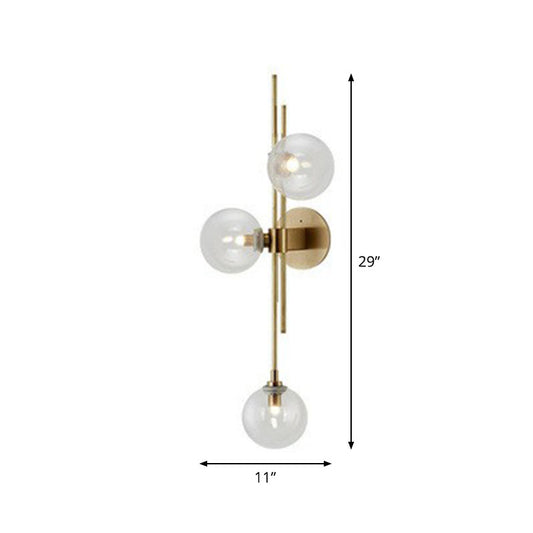 Modo Glass Sconce Lighting Retro Style 3-Light Brass Wall Mount Light for Dining Room Clearhalo 'Cast Iron' 'Glass' 'Industrial' 'Modern wall lights' 'Modern' 'Tiffany' 'Traditional wall lights' 'Wall Lamps & Sconces' 'Wall Lights' Lighting' 2254603