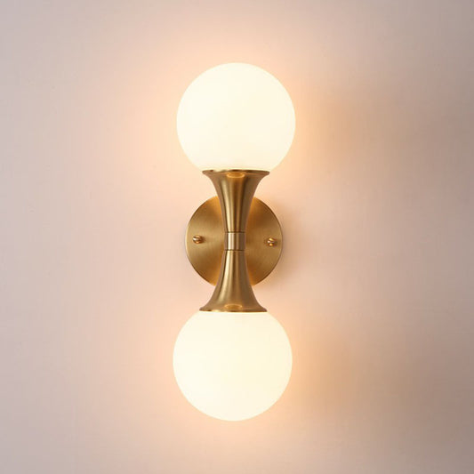 Spherical Sconce Wall Lighting Postmodern Milk Glass Living Room Wall Lamp in Gold 2.0 Gold Clearhalo 'Cast Iron' 'Glass' 'Industrial' 'Modern wall lights' 'Modern' 'Tiffany' 'Traditional wall lights' 'Wall Lamps & Sconces' 'Wall Lights' Lighting' 2254604