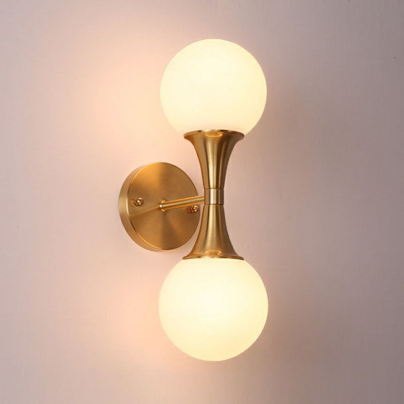 Spherical Sconce Wall Lighting Postmodern Milk Glass Living Room Wall Lamp in Gold Clearhalo 'Cast Iron' 'Glass' 'Industrial' 'Modern wall lights' 'Modern' 'Tiffany' 'Traditional wall lights' 'Wall Lamps & Sconces' 'Wall Lights' Lighting' 2254605