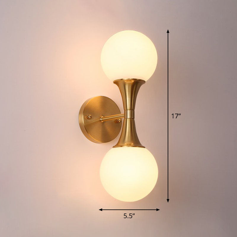 Spherical Sconce Wall Lighting Postmodern Milk Glass Living Room Wall Lamp in Gold Clearhalo 'Cast Iron' 'Glass' 'Industrial' 'Modern wall lights' 'Modern' 'Tiffany' 'Traditional wall lights' 'Wall Lamps & Sconces' 'Wall Lights' Lighting' 2254606