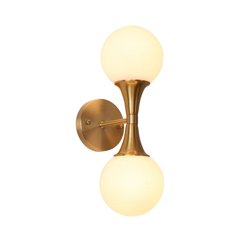 Spherical Sconce Wall Lighting Postmodern Milk Glass Living Room Wall Lamp in Gold Clearhalo 'Cast Iron' 'Glass' 'Industrial' 'Modern wall lights' 'Modern' 'Tiffany' 'Traditional wall lights' 'Wall Lamps & Sconces' 'Wall Lights' Lighting' 2254607
