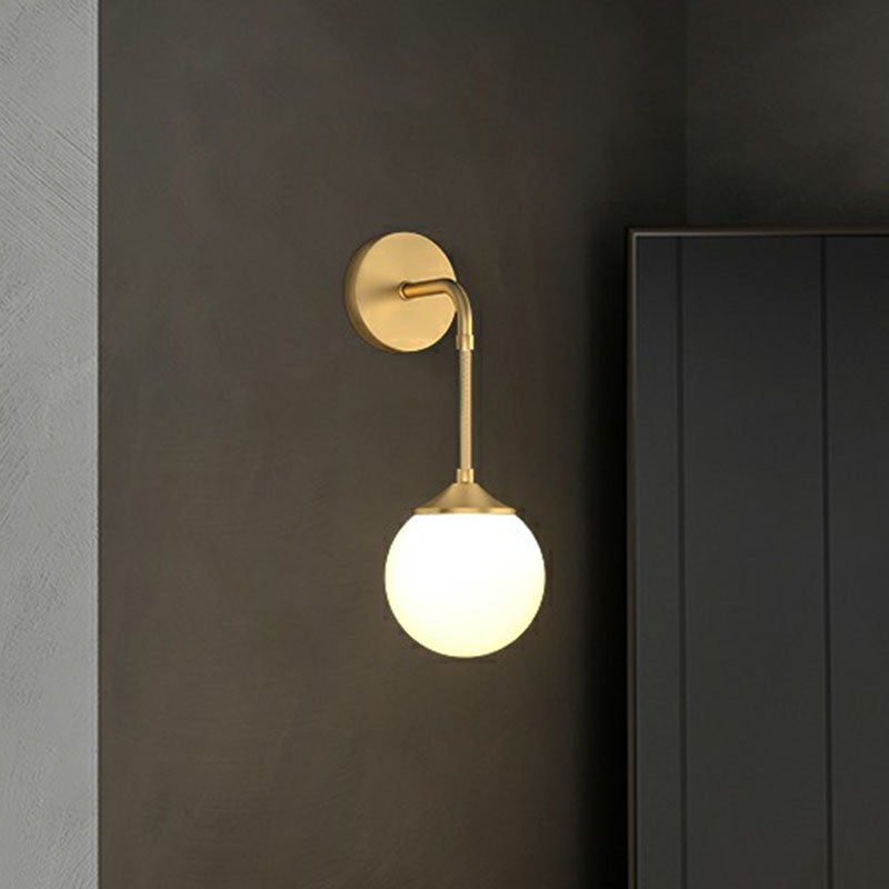 Minimalist Ball LED Wall Lamp Fixture Cream Glass Dining Room Wall Sconce Light in Gold Clearhalo 'Cast Iron' 'Glass' 'Industrial' 'Modern wall lights' 'Modern' 'Tiffany' 'Traditional wall lights' 'Wall Lamps & Sconces' 'Wall Lights' Lighting' 2254609