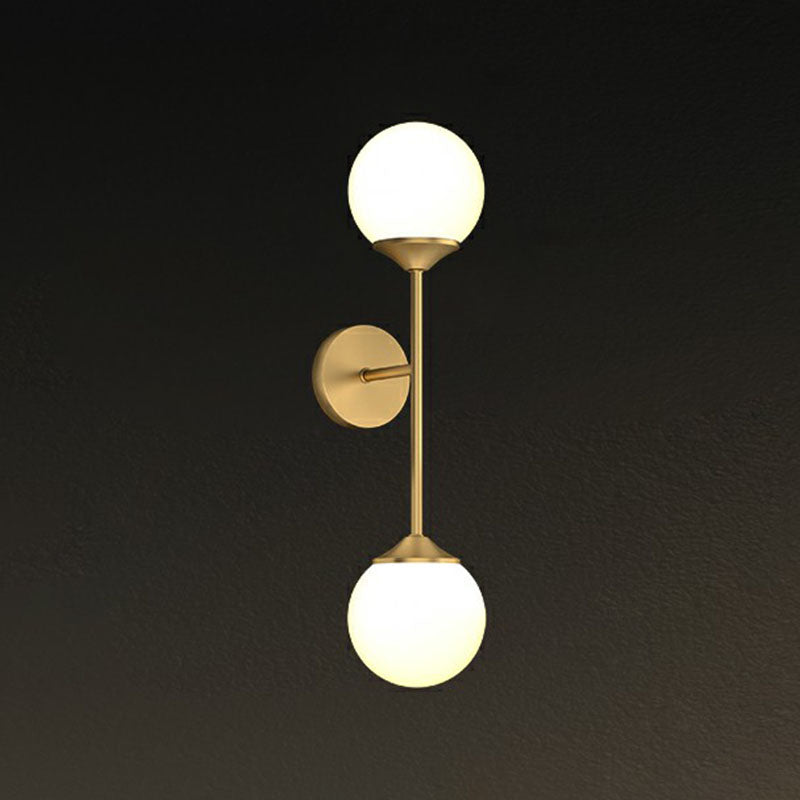 Minimalist Ball LED Wall Lamp Fixture Cream Glass Dining Room Wall Sconce Light in Gold Gold E Clearhalo 'Cast Iron' 'Glass' 'Industrial' 'Modern wall lights' 'Modern' 'Tiffany' 'Traditional wall lights' 'Wall Lamps & Sconces' 'Wall Lights' Lighting' 2254610
