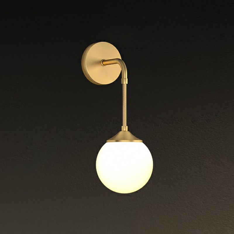 Minimalist Ball LED Wall Lamp Fixture Cream Glass Dining Room Wall Sconce Light in Gold Gold D Clearhalo 'Cast Iron' 'Glass' 'Industrial' 'Modern wall lights' 'Modern' 'Tiffany' 'Traditional wall lights' 'Wall Lamps & Sconces' 'Wall Lights' Lighting' 2254611