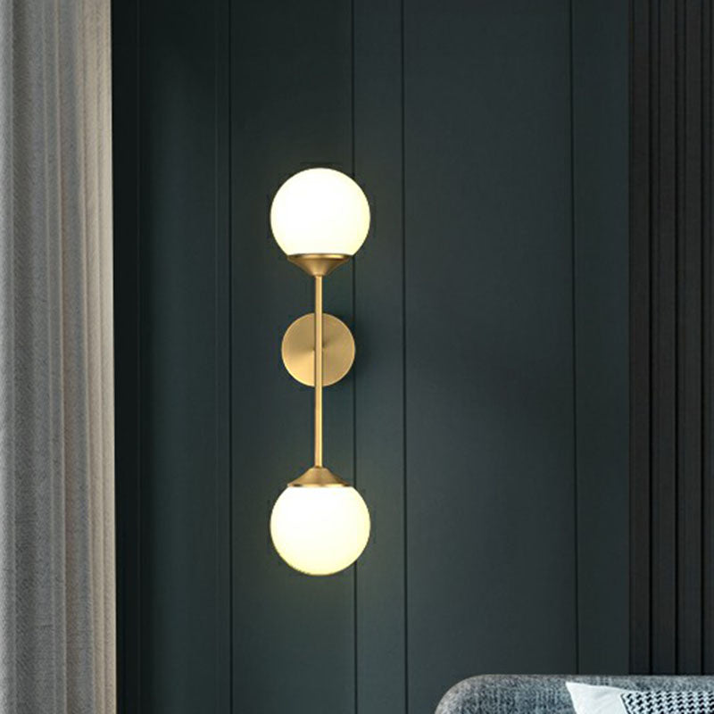 Minimalist Ball LED Wall Lamp Fixture Cream Glass Dining Room Wall Sconce Light in Gold Clearhalo 'Cast Iron' 'Glass' 'Industrial' 'Modern wall lights' 'Modern' 'Tiffany' 'Traditional wall lights' 'Wall Lamps & Sconces' 'Wall Lights' Lighting' 2254612