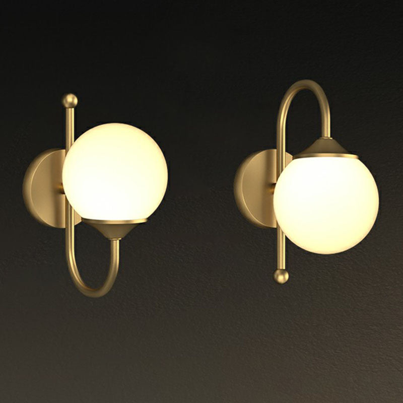 Minimalist Ball LED Wall Lamp Fixture Cream Glass Dining Room Wall Sconce Light in Gold Gold A Clearhalo 'Cast Iron' 'Glass' 'Industrial' 'Modern wall lights' 'Modern' 'Tiffany' 'Traditional wall lights' 'Wall Lamps & Sconces' 'Wall Lights' Lighting' 2254613