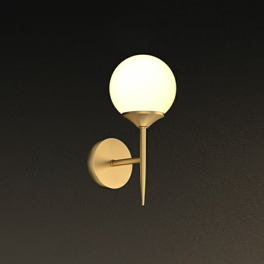 Minimalist Ball LED Wall Lamp Fixture Cream Glass Dining Room Wall Sconce Light in Gold Gold B Clearhalo 'Cast Iron' 'Glass' 'Industrial' 'Modern wall lights' 'Modern' 'Tiffany' 'Traditional wall lights' 'Wall Lamps & Sconces' 'Wall Lights' Lighting' 2254615