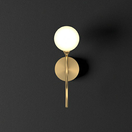 Artistic Wall Lighting Fixture Gold Spherical Wall Mounted Light with Milky Glass Shade 1.0 Gold Clearhalo 'Cast Iron' 'Glass' 'Industrial' 'Modern wall lights' 'Modern' 'Tiffany' 'Traditional wall lights' 'Wall Lamps & Sconces' 'Wall Lights' Lighting' 2254621