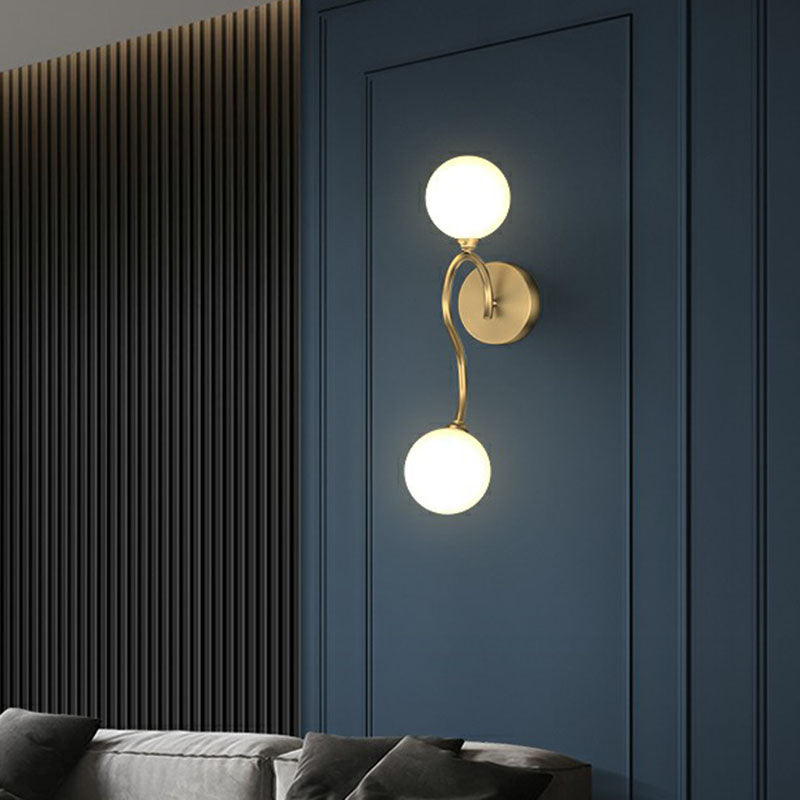 Artistic Wall Lighting Fixture Gold Spherical Wall Mounted Light with Milky Glass Shade Clearhalo 'Cast Iron' 'Glass' 'Industrial' 'Modern wall lights' 'Modern' 'Tiffany' 'Traditional wall lights' 'Wall Lamps & Sconces' 'Wall Lights' Lighting' 2254622