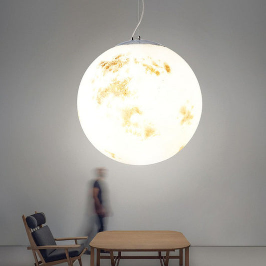Decorative 1-Light Ceiling Pendant White Moon Hanging Light with Acrylic Shade for Restaurant Clearhalo 'Ceiling Lights' 'Modern Pendants' 'Modern' 'Pendant Lights' 'Pendants' Lighting' 2254639