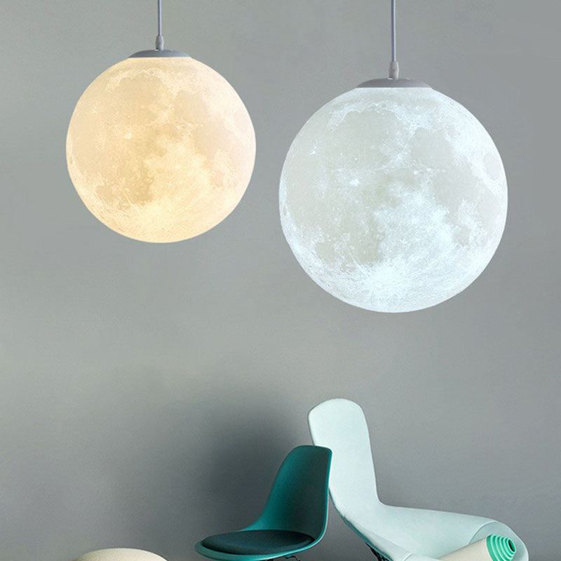 Moon Shaped LED Pendulum Light Art Deco PLA Restaurant Hanging Light Fixture in White Clearhalo 'Ceiling Lights' 'Modern Pendants' 'Modern' 'Pendant Lights' 'Pendants' Lighting' 2254646