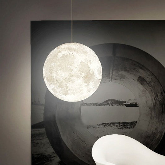 Moon Shaped LED Pendulum Light Art Deco PLA Restaurant Hanging Light Fixture in White Clearhalo 'Ceiling Lights' 'Modern Pendants' 'Modern' 'Pendant Lights' 'Pendants' Lighting' 2254648