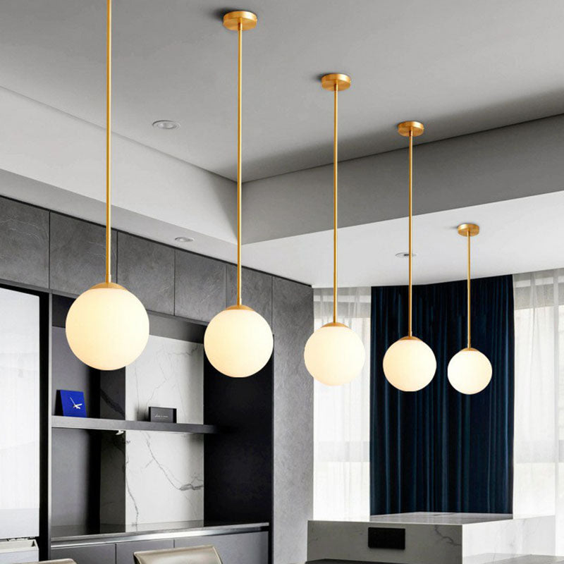 Globe Kitchen Pendant Lighting Cream Glass 1-Light Simplicity Hanging Light in Gold Clearhalo 'Ceiling Lights' 'Modern Pendants' 'Modern' 'Pendant Lights' 'Pendants' Lighting' 2254679