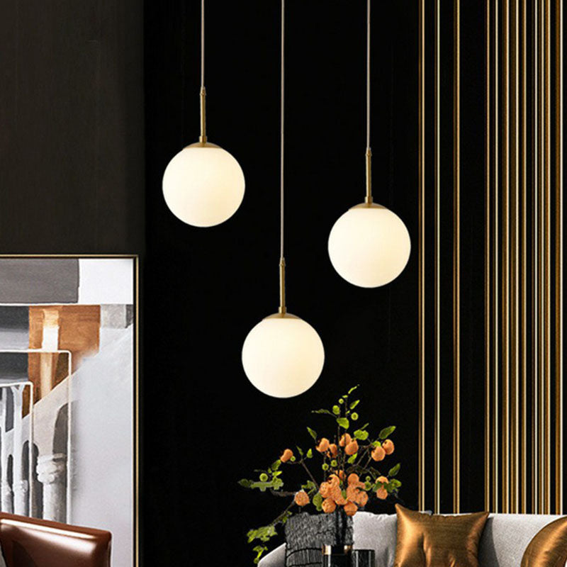 Globe Kitchen Pendant Lighting Cream Glass 1-Light Simplicity Hanging Light in Gold Clearhalo 'Ceiling Lights' 'Modern Pendants' 'Modern' 'Pendant Lights' 'Pendants' Lighting' 2254681