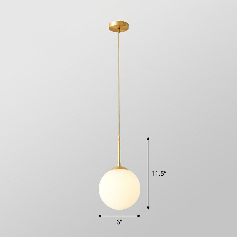 Globe Kitchen Pendant Lighting Cream Glass 1-Light Simplicity Hanging Light in Gold Gold 6" Cord Clearhalo 'Ceiling Lights' 'Modern Pendants' 'Modern' 'Pendant Lights' 'Pendants' Lighting' 2254684